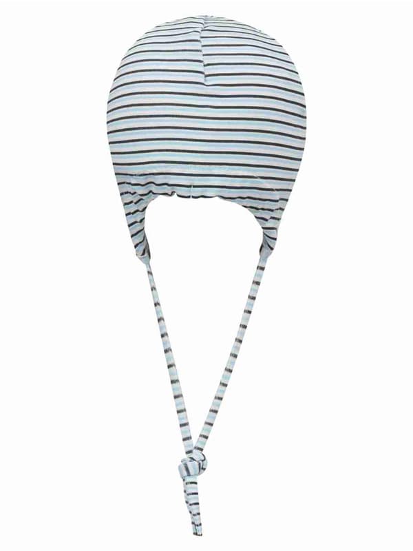 Babymössa, blå och vit, knuten, ränder, Döll
