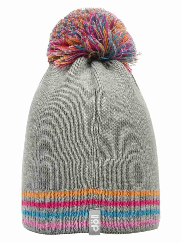 Flickahatt, grå, Kärlek med pompom Döll
