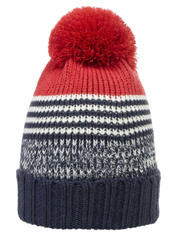 Pojkmössa, röd och blå med pompom Döll