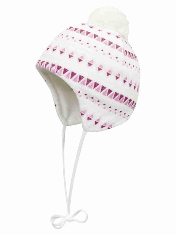 Tyttöjen hattu, geometrisia kuvioita ja tupsu Döll