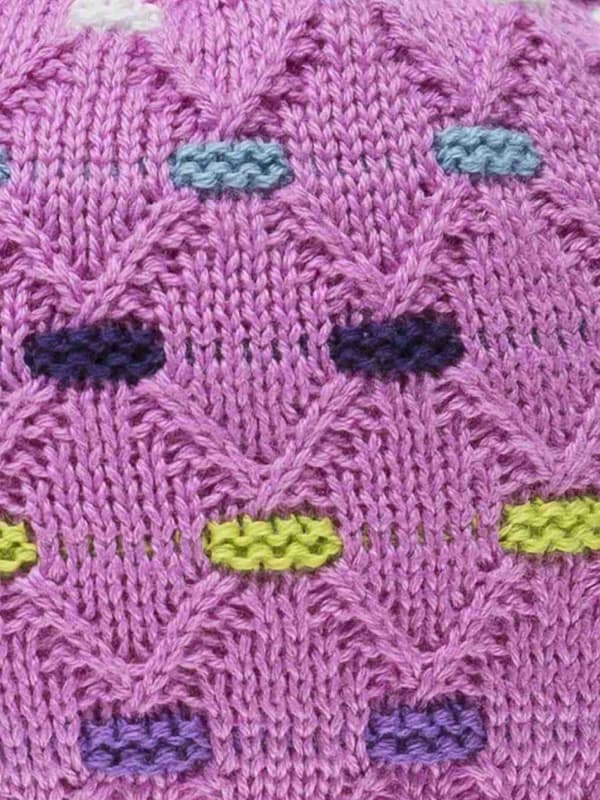 Flickmössa med pompom, knuten, rosa, Döll