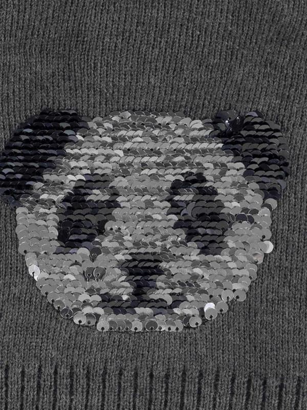 Flickahatt, grå, panda, dubbelsidiga paljetter, Döll
