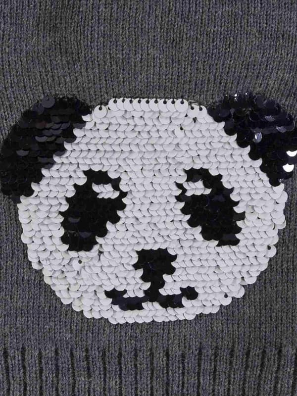 Flickahatt, grå, panda, dubbelsidiga paljetter, Döll