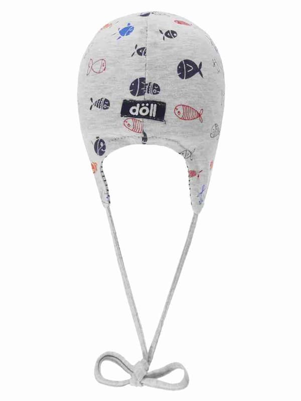 Pojkkeps, knuten, grå, fisk, Döll