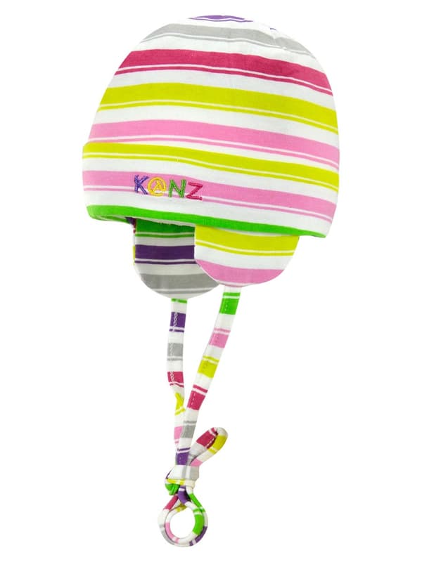 Baby Kanz farverig stribet hue med binding