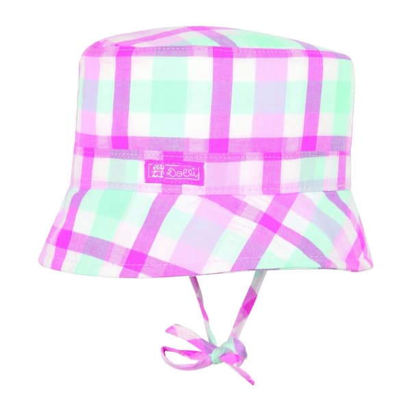 Döll-pinkki ruudullinen hattu