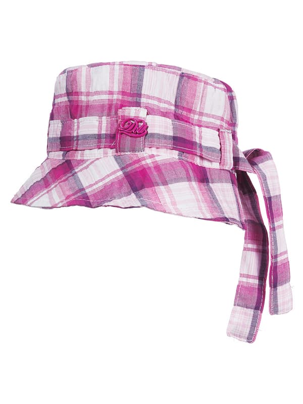 Döll rosa rutig barnmössa