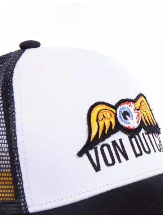 Von Dutch Keps för män och kvinnor, FLYING EYE truckerkeps, justerbar med snapback - svart (huvudomkrets 55,5 till 60 cm)