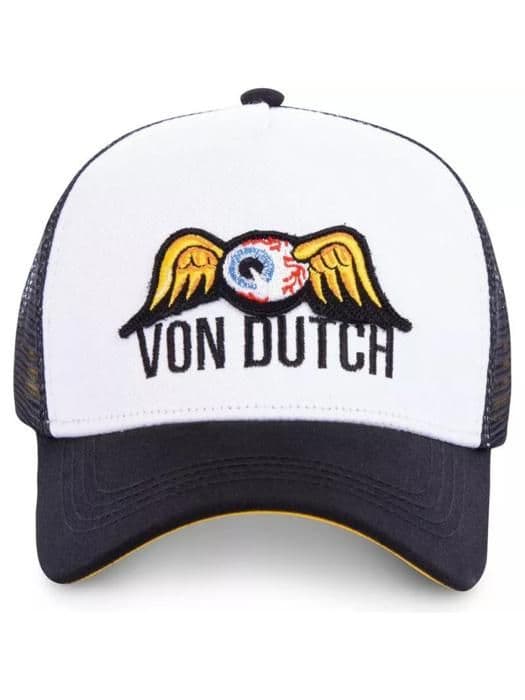 Von Dutch Keps för män och kvinnor, FLYING EYE truckerkeps, justerbar med snapback - svart (huvudomkrets 55,5 till 60 cm)