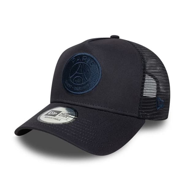 Casquette New Era 9FORTY A-Frame Trucker Justerbar Paris Saint-Germain Fotboll Officiell Tonal Mörkblå