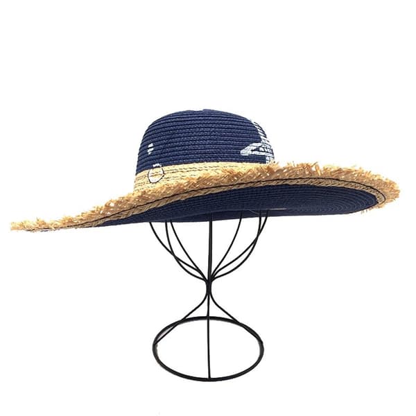 Navy blue floppy hat with hand painted decorations