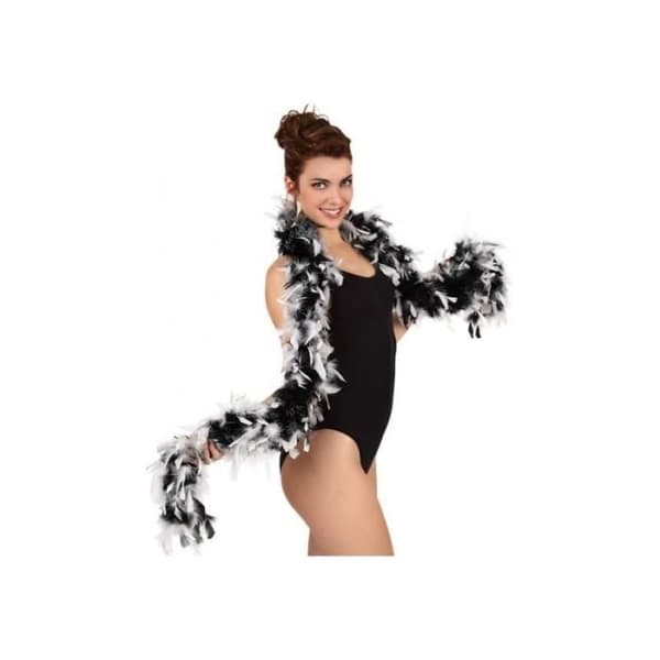 Black and White Feather Boa - ATOSA - Charleston kostymtillbehör eller bröllopsdekoration - Blandat - Vuxen
