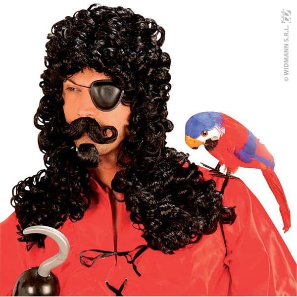 Piratperuk med skägg och mustascher