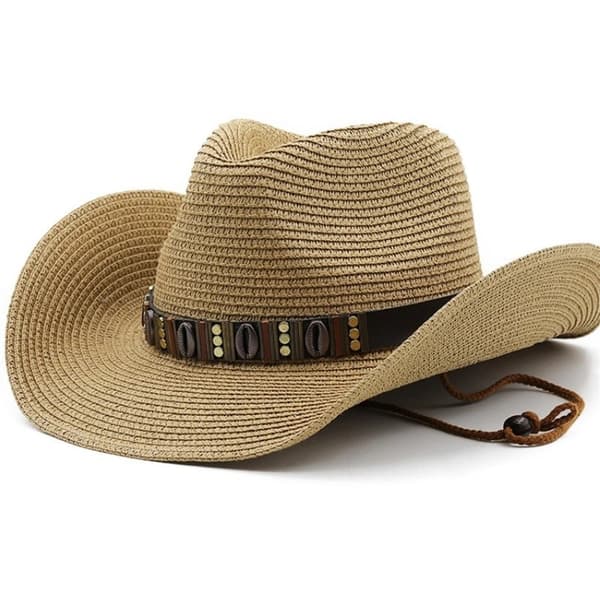 Agélii Fashion - Wide straw hat with decorations - 2 colors brun
