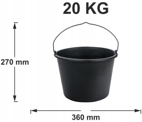 Rakennusämpäri, muovia, 20l, musta