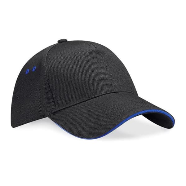 Beechfield - B15C - Ultimate Sandwich 5 Panel Cap - Svart - Bright Royal Blue