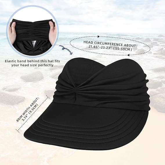 Lollanda Vikbar dam solskyddshatt med brett brätte och UV-skydd – hästsvansdesign, perfekt för strand, golf & utomhussport