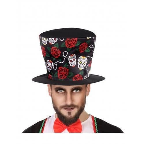 Dia de los muertos svart topphatt för vuxna - Kostymaccessoar - Märke - För Halloween