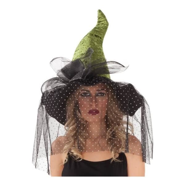 Grön häxhatt med slöja 59 cm - DisfraZZes - Kostymaccessoar - Svart - Blandat - Halloween