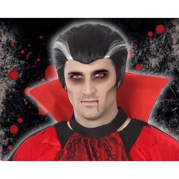 Peruk - ATOSA - Vampyrer Vuxna män - Kort Svart - Vita Highlights - Inredning