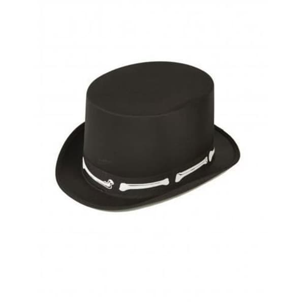 Vuxen Bone Top Hat - Svart - Fancy Dress Accessory
