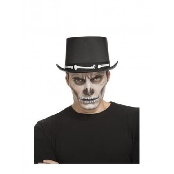 Vuxen Bone Top Hat - Svart - Fancy Dress Accessory