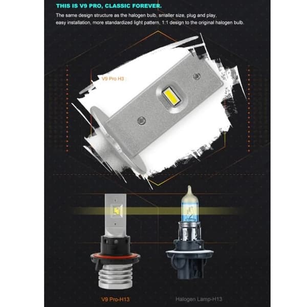 H13 / 9008 V9 PRO 1500 lumen led lampor 2-pack led snöskoter