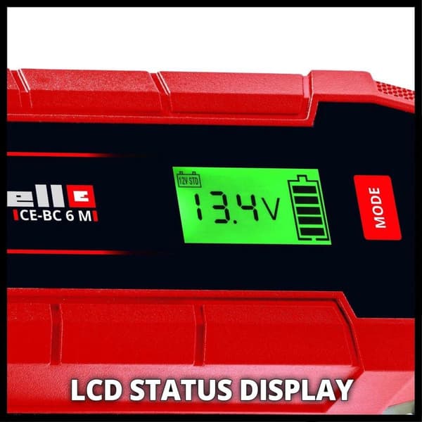 EINHELL Batterioplader CE-BC 6 M - 12V - Maks. ladestrøm: 6A - Batterier op til 150Ah
