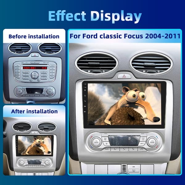 9'' Bil Stereo Radio til Ford Focus 2004-2011 - GPS, 4G WIFI, Carplay & DSP Android.