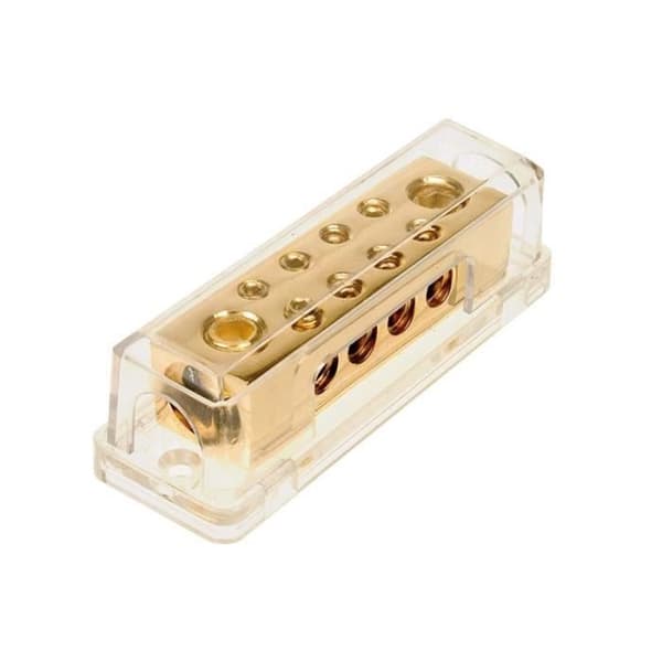 Distributionsblock - ACV - 2x50 mm² in/ 8x10 mm² ut - Guldfärg - Användning Elektrisk distribution