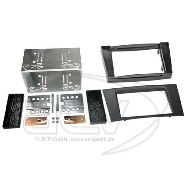 Kit Façade Autoradio 2DIN - GENERISK - Mercedes Klass E W211 - Svart - Gummitouch - 2002-2009
