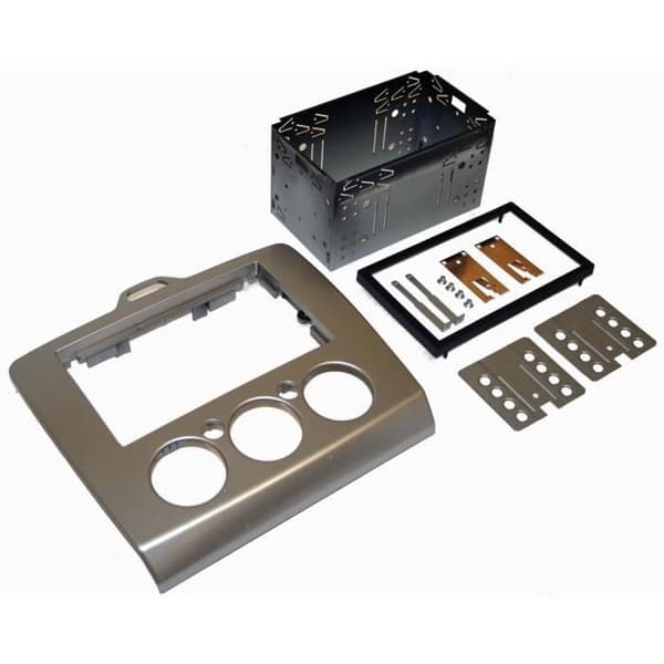 Silvergrå dubbel DIN bilradio fascia adapter med metallbur Ford Focus 2006 &gt;