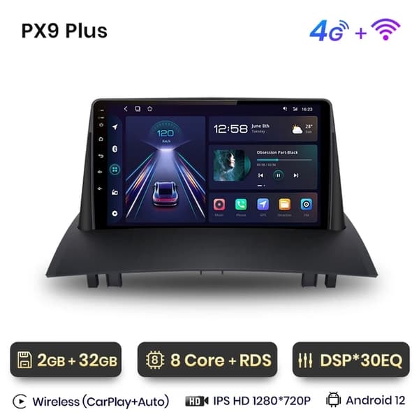 Autosoitin Multimedia Navigointi, Android, Carplay, WIFI 2GB-32GB A-2
