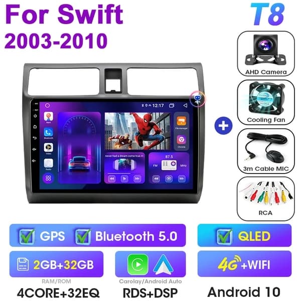 Suzuki Swift Android bil stereo, multimedie videoafspiller, GPS hovedenhed, T10-ADAS DVR