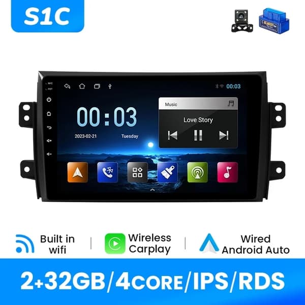 Carplay, Trådlös Anslutning, Multimediell GPS, V1 (4G 32G) OBD-kamera