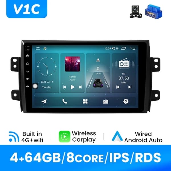 Carplay, Trådlös Anslutning, Multimediell GPS, V1 (4G 32G) OBD-kamera