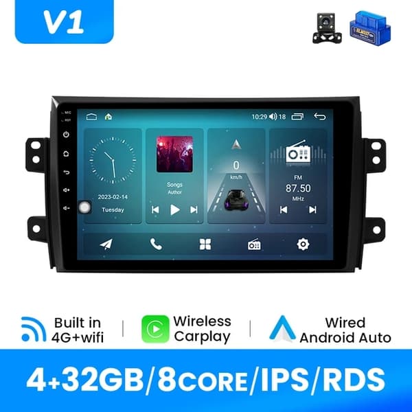 Carplay, Trådlös Anslutning, Multimediell GPS, V1 (4G 32G) OBD-kamera
