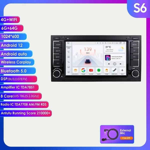 Android-autoradio, WiFi-yhteys, CarPlay-yhteensopivuus, Pologne, S7