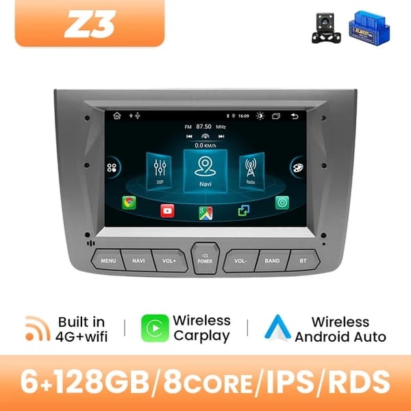 Bilradioafspiller, Trådløs Carplay, Android 12, 8GB 128GB OBD Cam