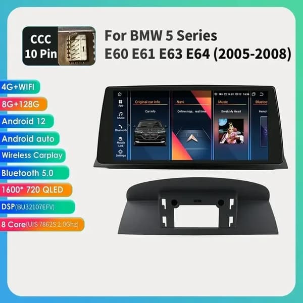 Bil Audio System, Android 12 Kompatibilitet, Trådløs Carplay Integration, CIC 6G 64G