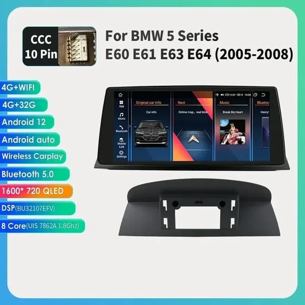 Bil Audio System, Android 12 Kompatibilitet, Trådløs Carplay Integration, CIC 6G 64G