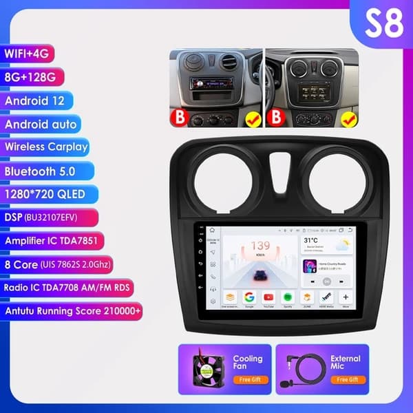Bilradio, Android 12, CarPlay, S1-3G 32G-8cores-A