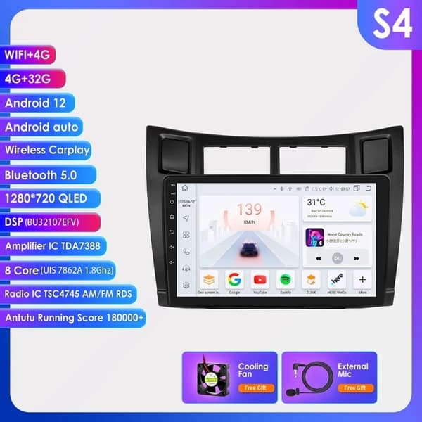 Bil Multimedia Afspiller, Carplay, Android Radio, S1-3G 32G-8 kerner