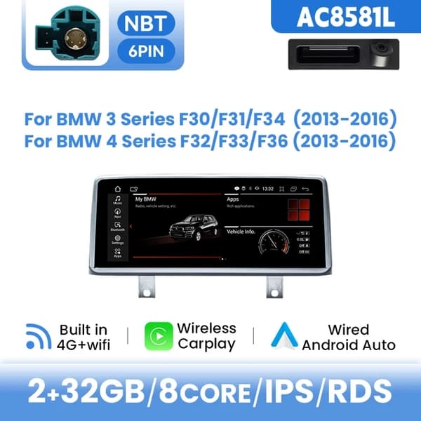 CarPlay Android 12, Trådlös Anslutning, Multimediell GPS, F20 WIFI-32G Kamera
