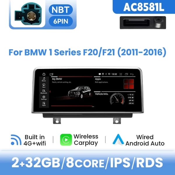 CarPlay Android 12, Trådlös Anslutning, Multimediell GPS, F20 WIFI-32G Kamera