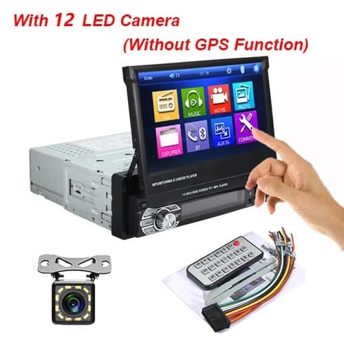 Auton MP5-soitin, 7 tuuman HD-kosketusnäyttö, monimediasoitin Bluetoothilla, 12LED-kamera (ei GPS)