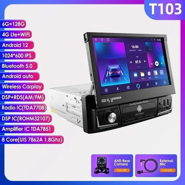 CarPlay-autoradio, Android 12, GPS-navigointi, T103-6G 128G-8cores