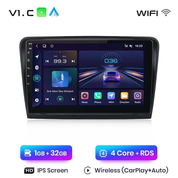 Bil Multimedia Spelare, Trådlös CarPlay, Android Auto, V1 (1GB-32GB)