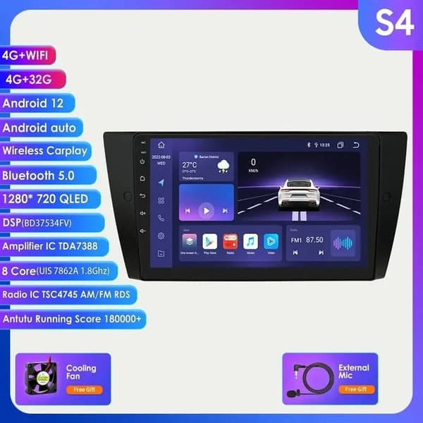 Carplay AI, 4G-LTE-yhteys, 9 tuuman kosketusnäyttö, S8