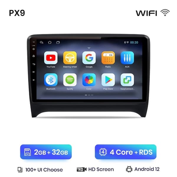 Autostereo, monimedia navigointi, Carplay integraatio, 4G-WIFI 6GB-128GB